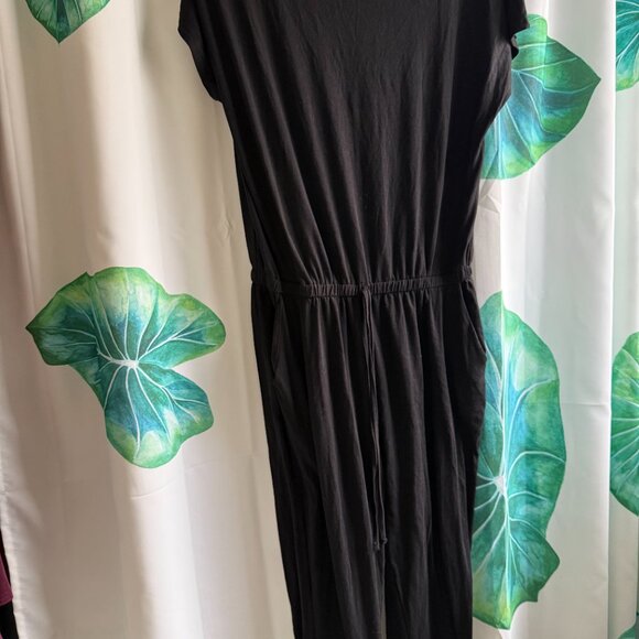 PRETTYGARDEN Women's Loose Solid Off Shoulder Elastic Waist Stretchy Long Romper - Picture 4 of 5